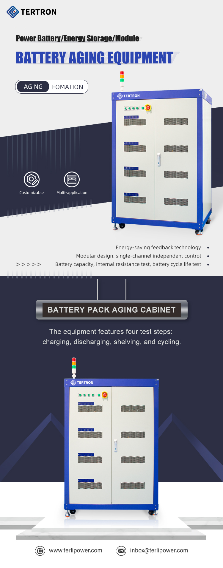 dettaglio dell'attrezzatura per l'invecchiamento del pacco batteria